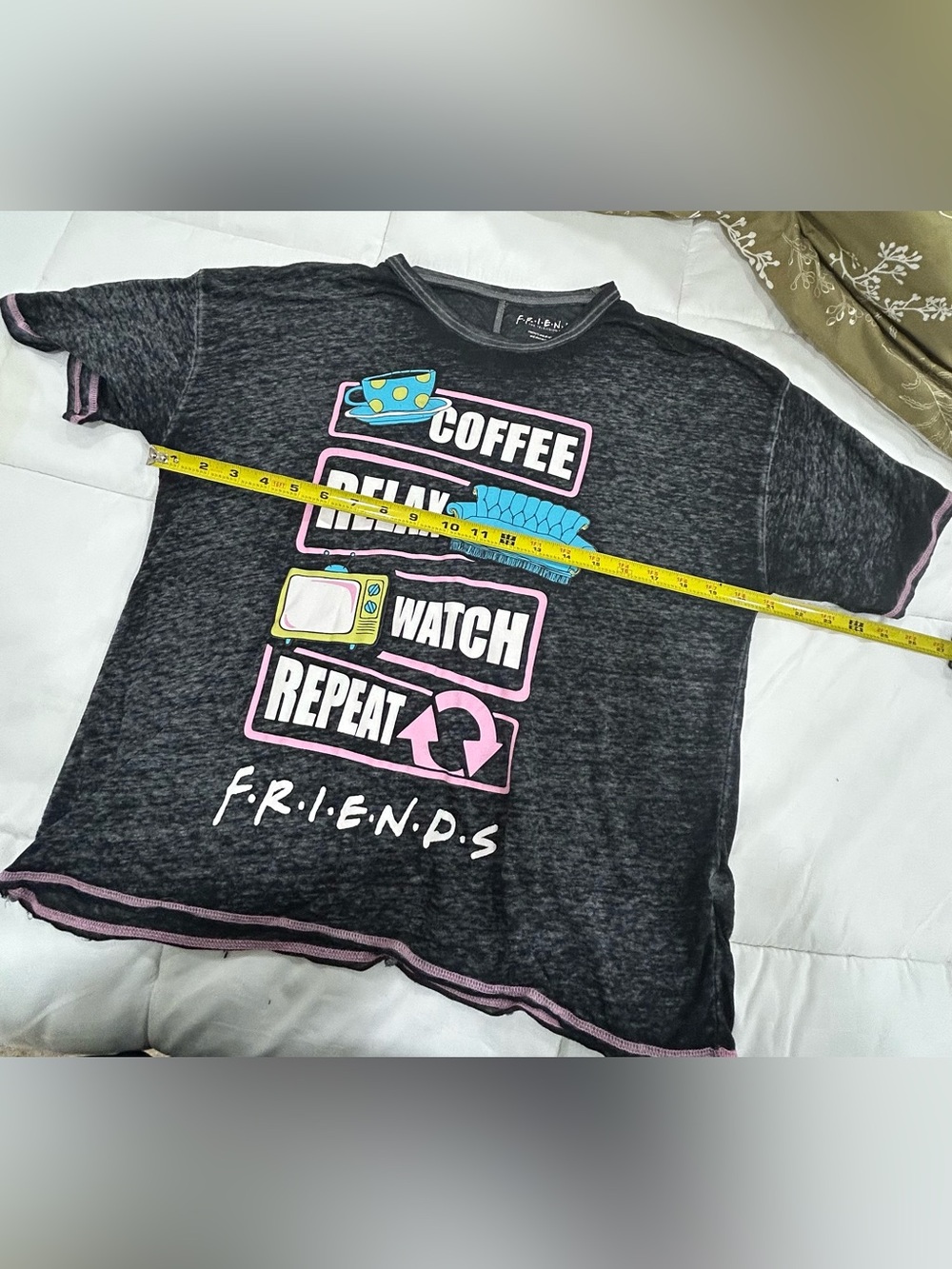 Friends Coffee Relax Watch Repeat Graphic Tee Girls Large 12-14